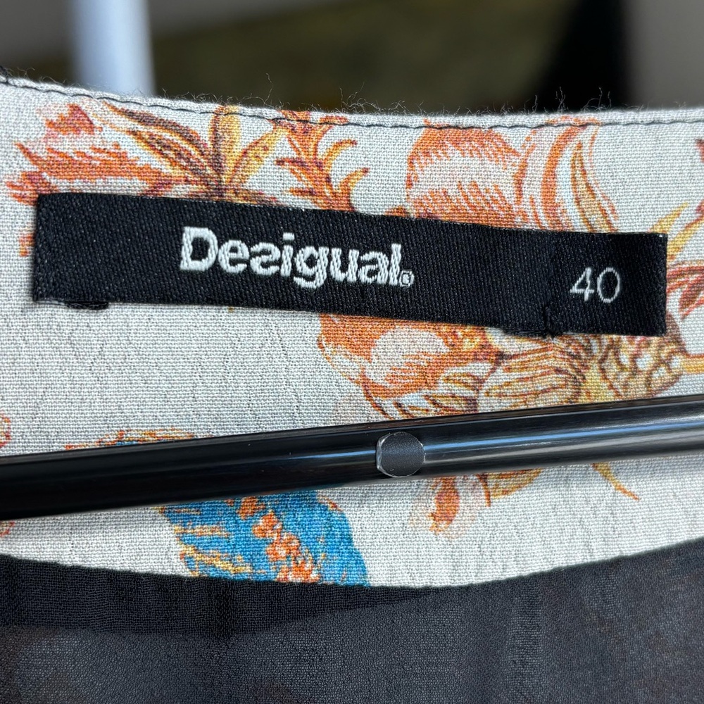 Desigual Floral Print Shift Dress in Black and Mustard Sz S - Picture 5 of 10